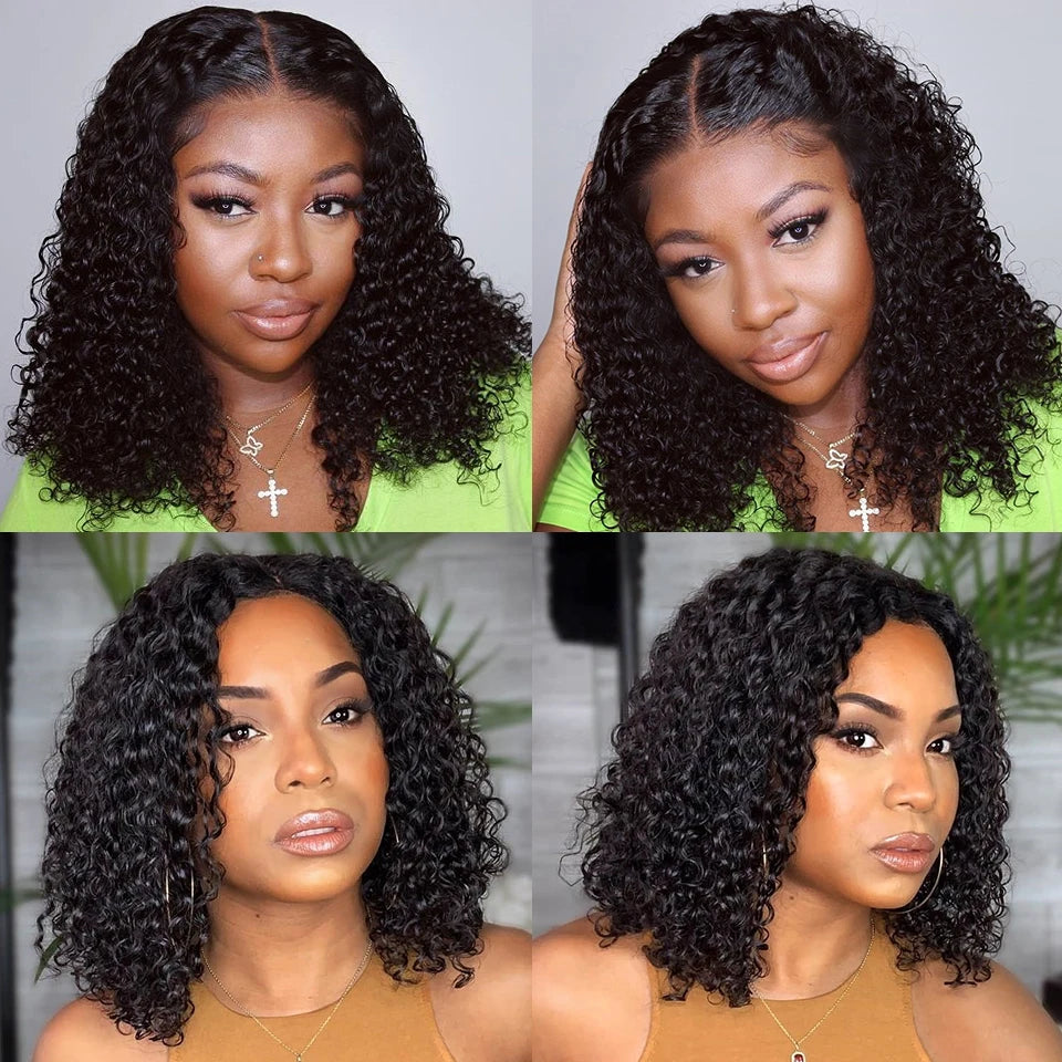 Glueless Wigs 100% Human Hair Water Wave Short Bob Wigs 13x4 HD Lace Front Wigs Pre Plucked Deep Curly Wear And Go Wigs Sale