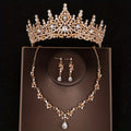 Luxury Silver Color Crystal Water Drop Bridal Jewelry Set Rhinestone Tiara Crown Necklace Earring Set Bridal Wedding Jewelry Set