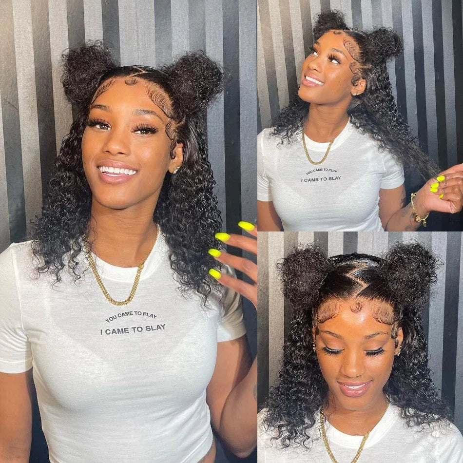 Glueless Wigs 100% Human Hair Water Wave Short Bob Wigs 13x4 HD Lace Front Wigs Pre Plucked Deep Curly Wear And Go Wigs Sale