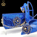 Nigerian High-end Women Shoes and Bag Paired with Sequined Handbags Mid-heeled Shoes From the Workplace to Banquets Or Wedding