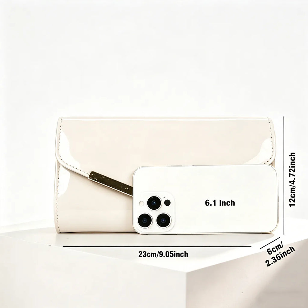 Elegant Patent Leather Evening Clutch Bag for Women Luxury Party Purse Wedding Prom Shoulder Chain Handbag Envelope Bag
