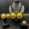 Dubai Indian African Black Rope Necklace Earrings Jewelry Set For Women 24K Gold Plated Nigeria Bridal Wedding Party Jewellery