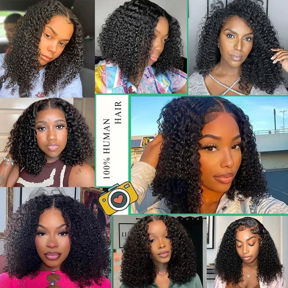 Glueless Wigs 100% Human Hair Water Wave Short Bob Wigs 13x4 HD Lace Front Wigs Pre Plucked Deep Curly Wear And Go Wigs Sale