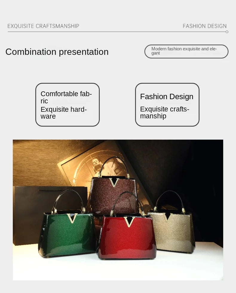 2026 Luxury Fashion Leather Women's Bag Diamonds V Letter Small Shoulder Crossbody Bag Girls Handbags Messenger Shell Bags