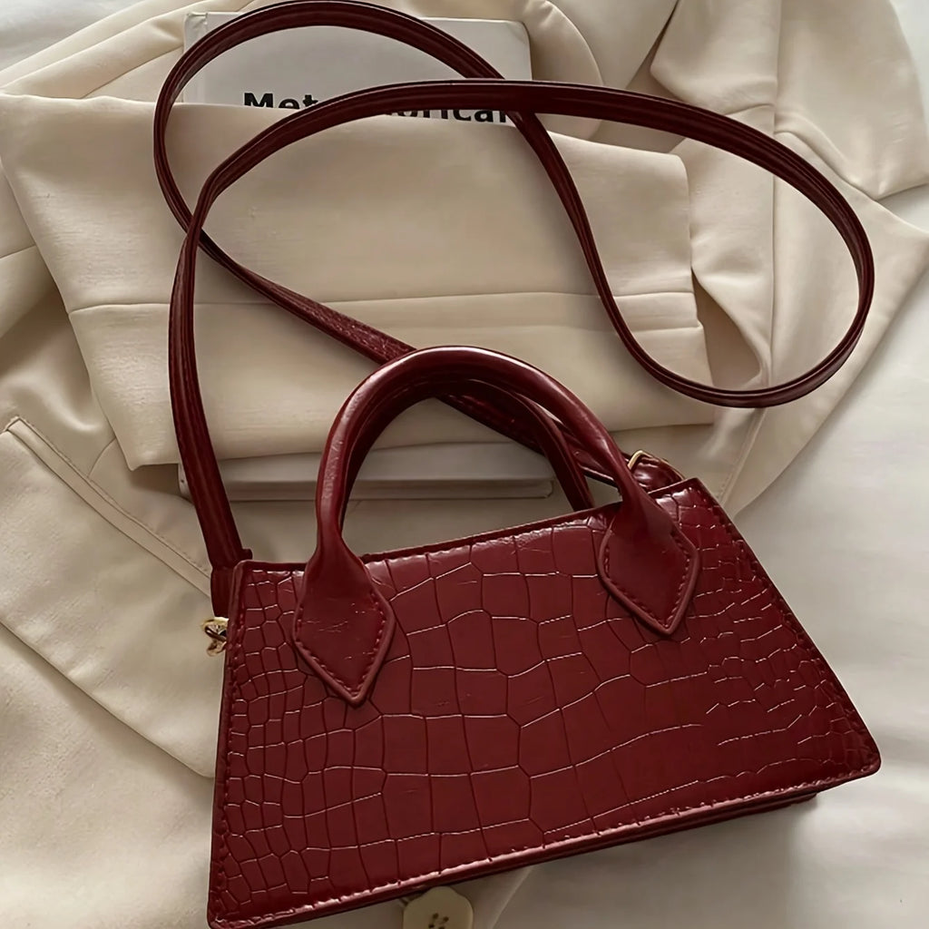 Burgundy Red Elegant Small Bag, Adjustable Shoulder Strap and Zipper Closure, Suitable for Travel and Daily Use