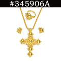 Anniyo Ethiopian Cross Necklace Earrings Rings African Party Jewelry Set Women  Eritrean Habesha Accessories @345906A
