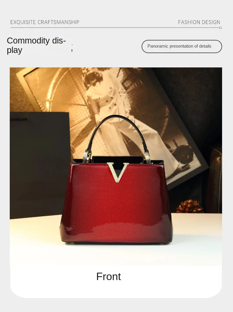 2026 Luxury Fashion Leather Women's Bag Diamonds V Letter Small Shoulder Crossbody Bag Girls Handbags Messenger Shell Bags