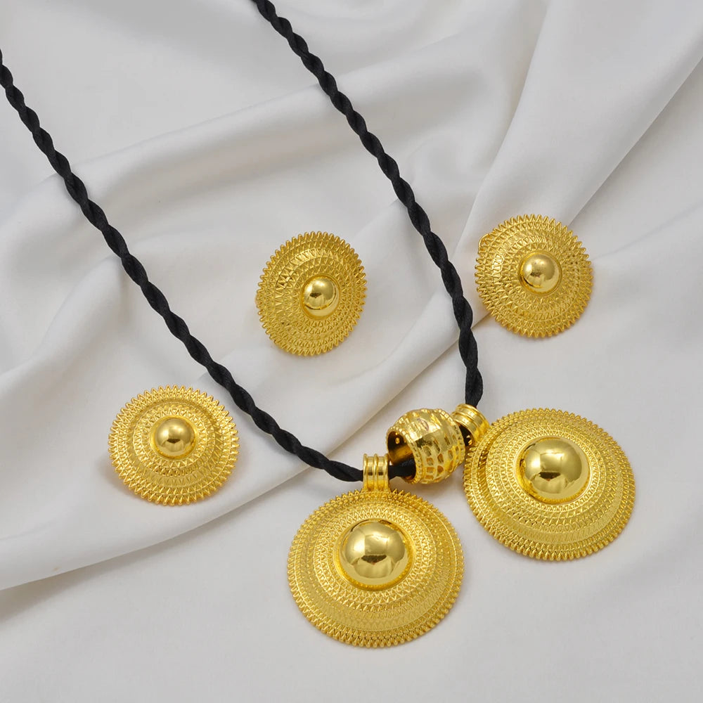 Anniyo  NEW Ethiopian Jewelry Sets Necklace Earrings Ring African Habesha Eritrea Traditional Wedding #206806