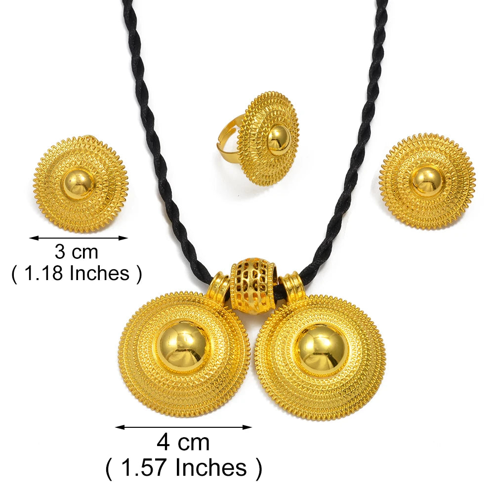 Anniyo  NEW Ethiopian Jewelry Sets Necklace Earrings Ring African Habesha Eritrea Traditional Wedding #206806