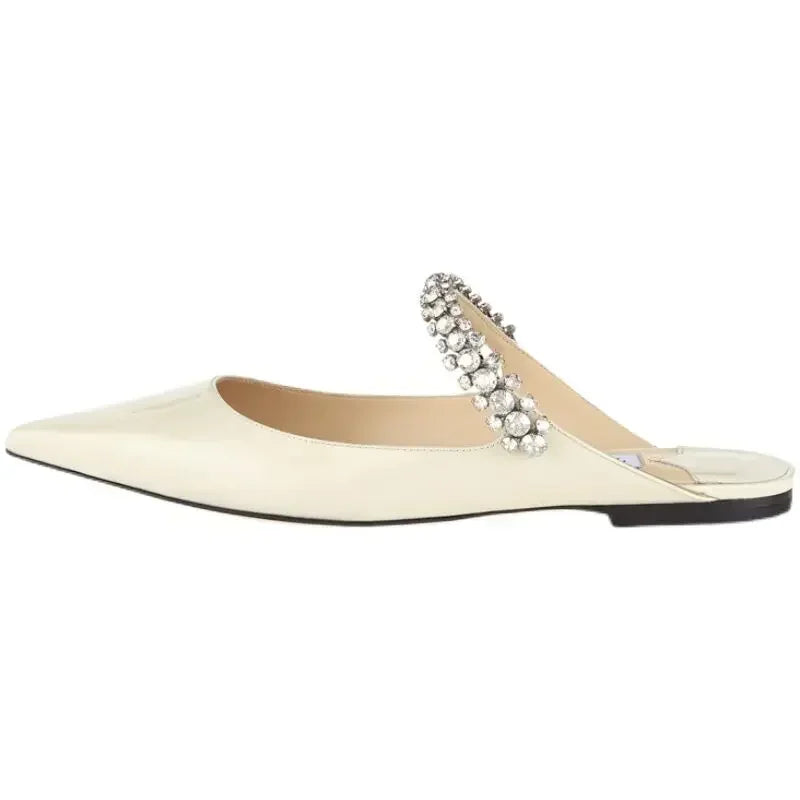 2026 New Fashionable Fine Heeled Muller Shoes with Pointed Water Diamond Chain Banquet Shallow Mouth Women's High Heel Sandals