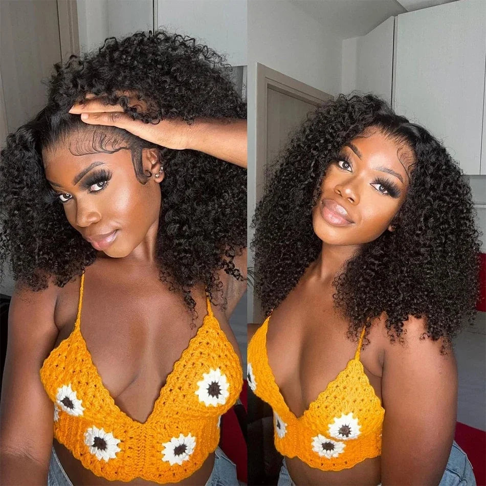 Glueless Wigs 100% Human Hair Water Wave Short Bob Wigs 13x4 HD Lace Front Wigs Pre Plucked Deep Curly Wear And Go Wigs Sale