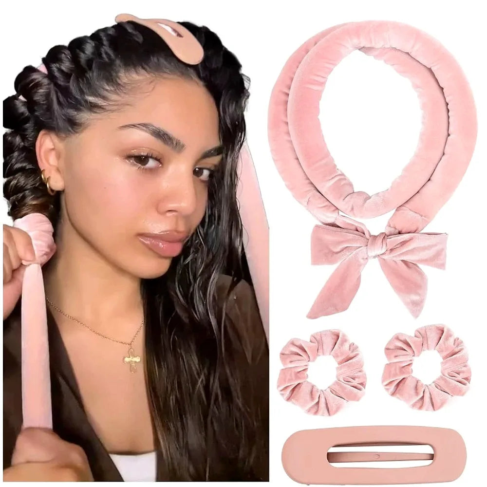 No Heat Hair Rollers Heatless Curling Rod Headband Soft Hair Curler Satin Curlers Curls Sleeping Bonnet Night Cap Styling Tools