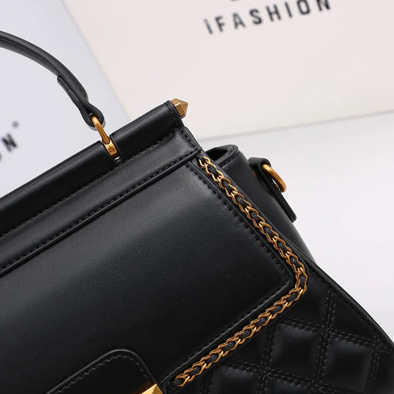 Women's Handbag 2024 New Autumn and Winter High-End Feeling, Light Luxury Diamond Grid Small Square Bag, Shoulder and Crossbody