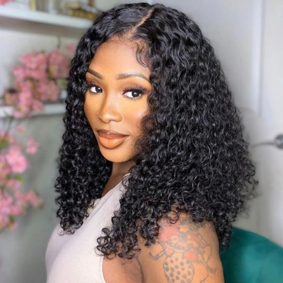 Glueless Wigs 100% Human Hair Water Wave Short Bob Wigs 13x4 HD Lace Front Wigs Pre Plucked Deep Curly Wear And Go Wigs Sale