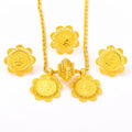 Ethiopian Luxury Jewelry Sets Gold plated Earrings Ring Pendant for Women Eritrean African Bride Wedding
