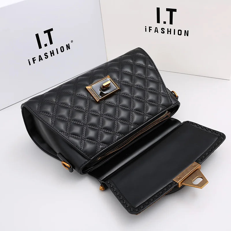 Women's Handbag 2024 New Autumn and Winter High-End Feeling, Light Luxury Diamond Grid Small Square Bag, Shoulder and Crossbody