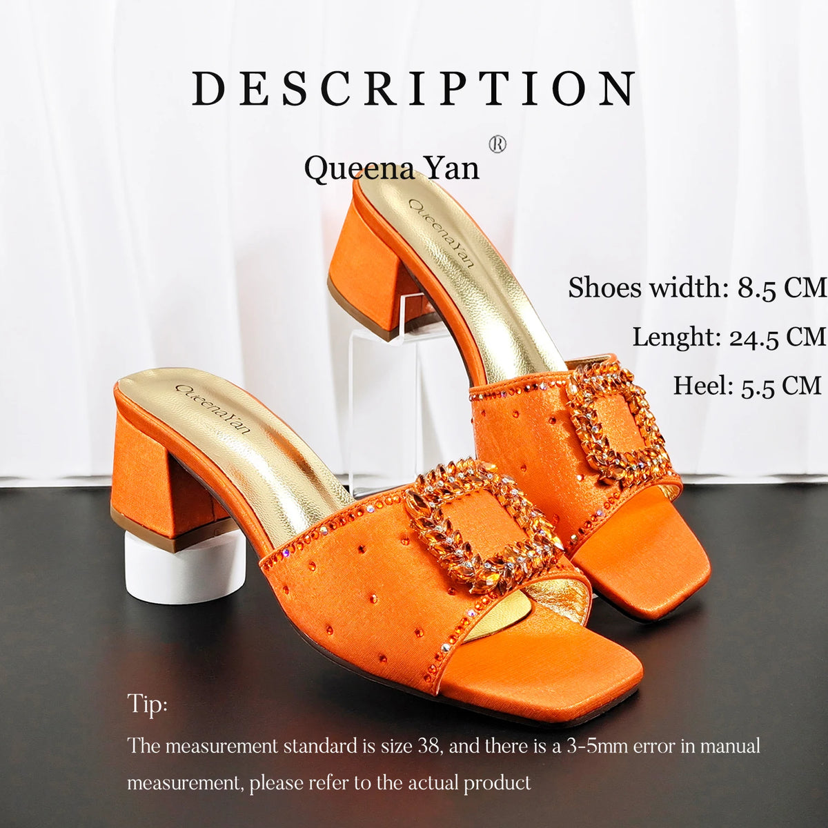 Elegant Itlian Desing Women's Heel Party Shoe and Bag Set Chic Orange Rhinestone Peep-Toe High Heel Sandals Perfect for Weddings