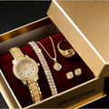 Luxury Women Gold Watch Fashion Ladies Quartz Diamond Wristwatch Elegant Female Bracelet Watches Set Reloj Mujer