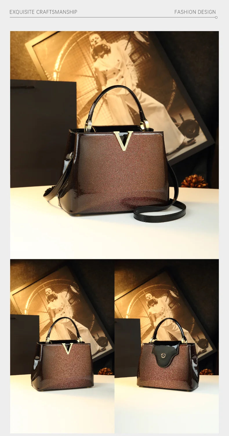 2026 Luxury Fashion Leather Women's Bag Diamonds V Letter Small Shoulder Crossbody Bag Girls Handbags Messenger Shell Bags