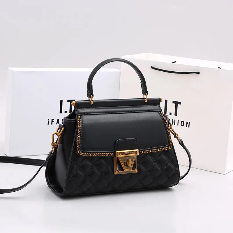 Women's Handbag 2024 New Autumn and Winter High-End Feeling, Light Luxury Diamond Grid Small Square Bag, Shoulder and Crossbody
