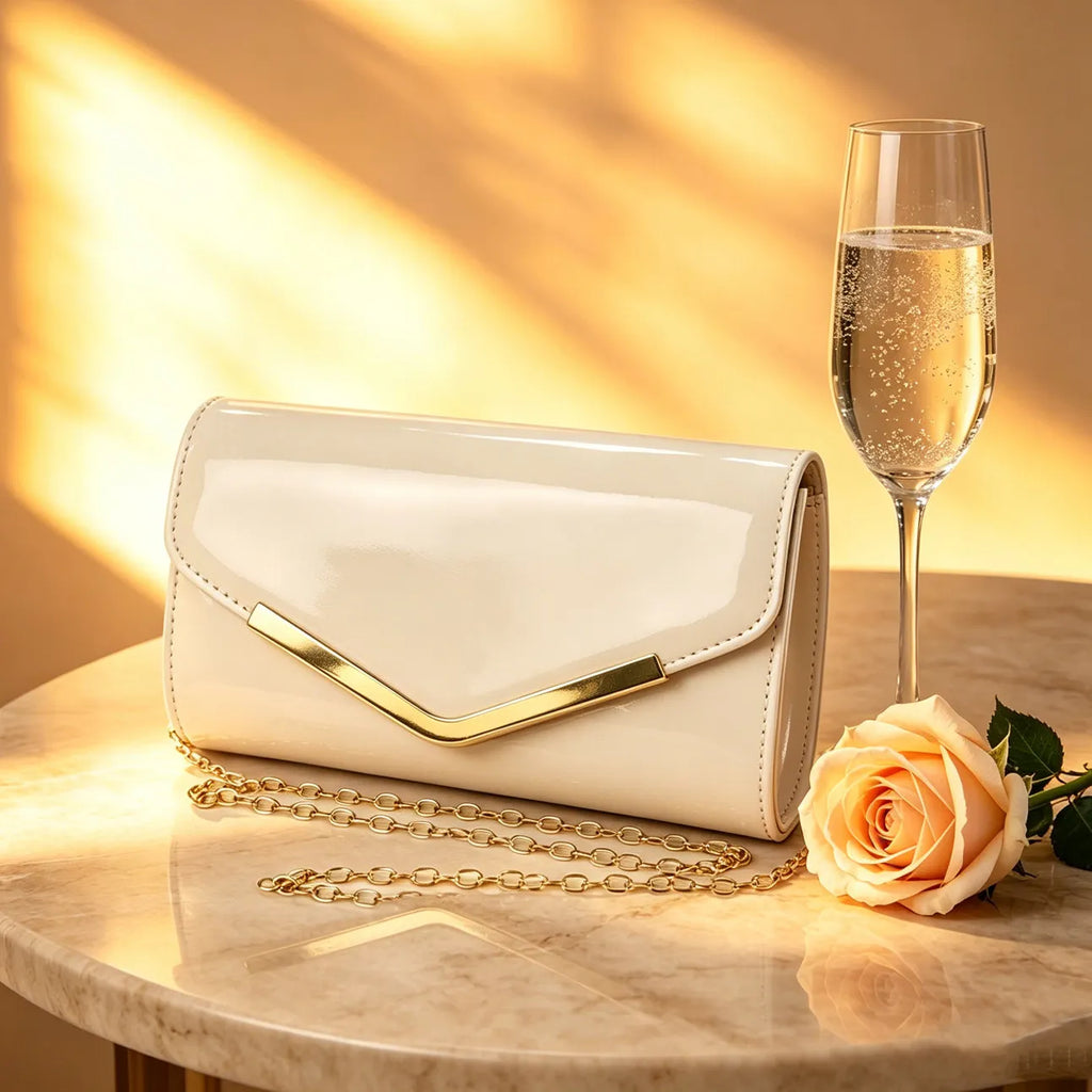 Elegant Patent Leather Evening Clutch Bag for Women Luxury Party Purse Wedding Prom Shoulder Chain Handbag Envelope Bag