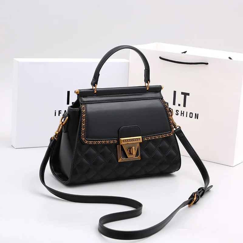 Women's Handbag 2024 New Autumn and Winter High-End Feeling, Light Luxury Diamond Grid Small Square Bag, Shoulder and Crossbody