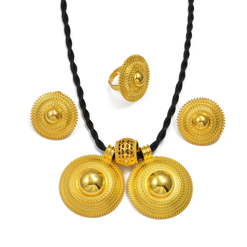 Anniyo  NEW Ethiopian Jewelry Sets Necklace Earrings Ring African Habesha Eritrea Traditional Wedding #206806