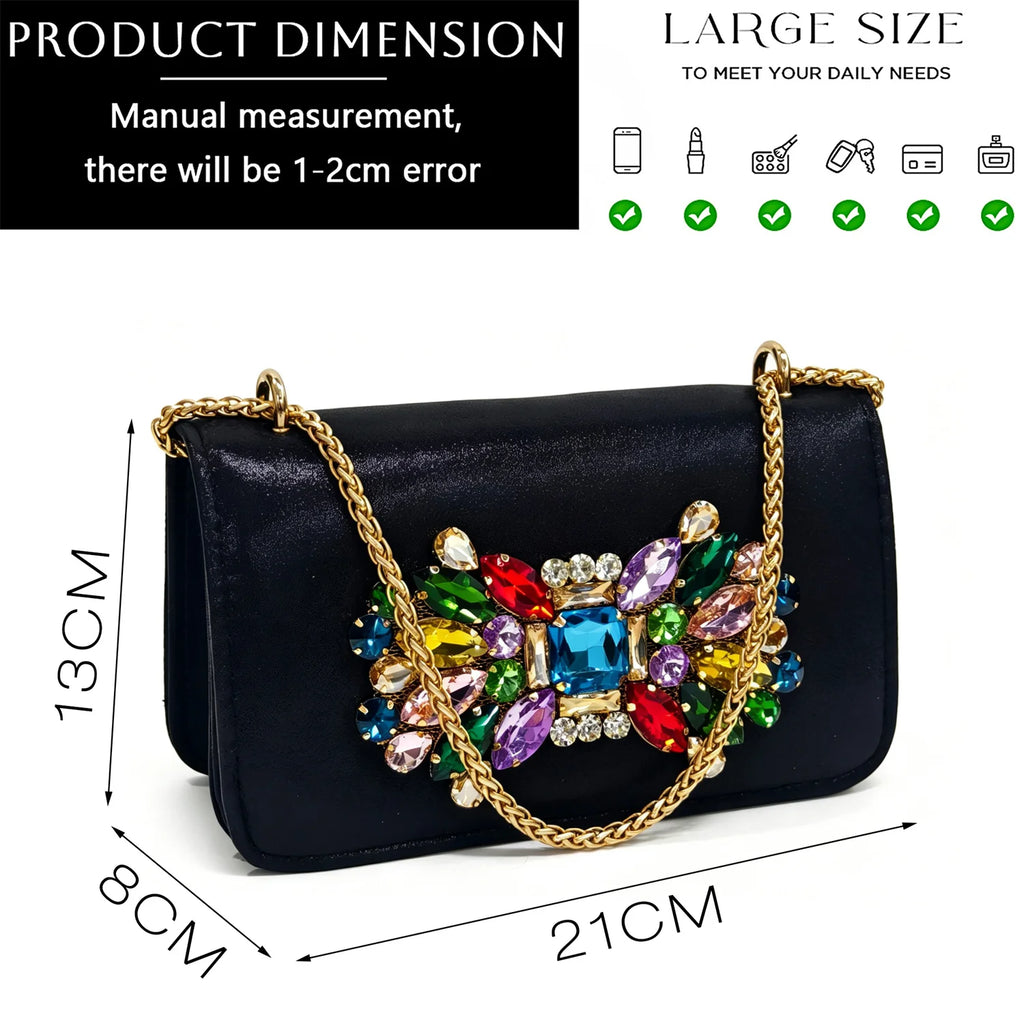 Venus Chan 2026 Luxury Italian Dark Black Rhinestone Peep Toe High Heels & Matching Bag for Women - Elegant Sandals