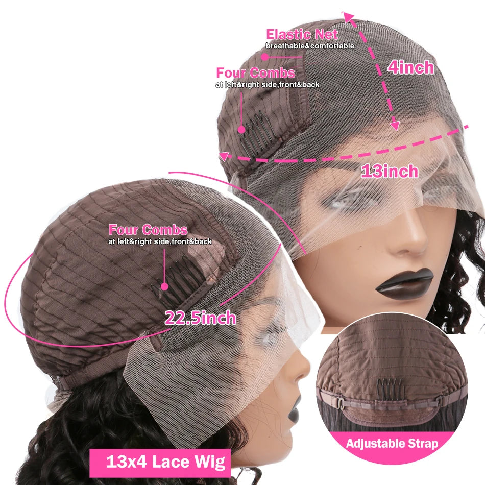 Glueless Wigs 100% Human Hair Water Wave Short Bob Wigs 13x4 HD Lace Front Wigs Pre Plucked Deep Curly Wear And Go Wigs Sale