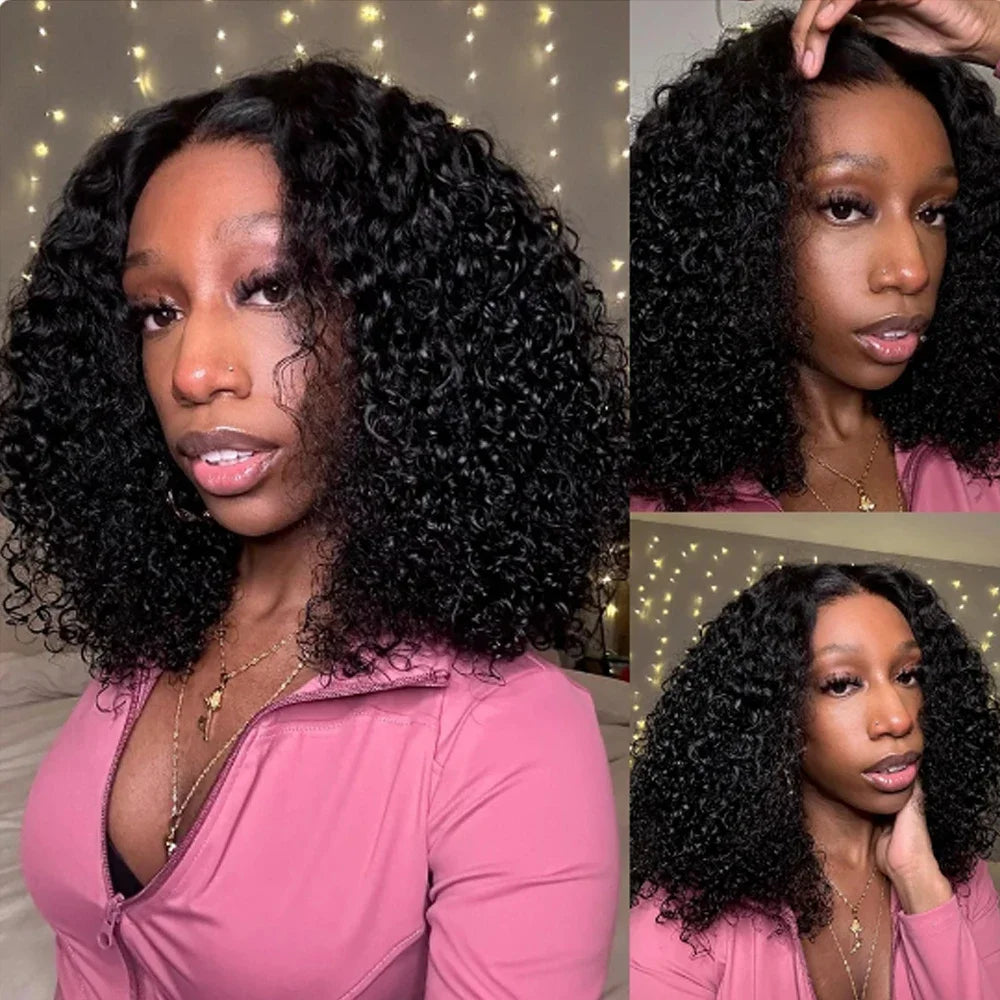 Glueless Wigs 100% Human Hair Water Wave Short Bob Wigs 13x4 HD Lace Front Wigs Pre Plucked Deep Curly Wear And Go Wigs Sale