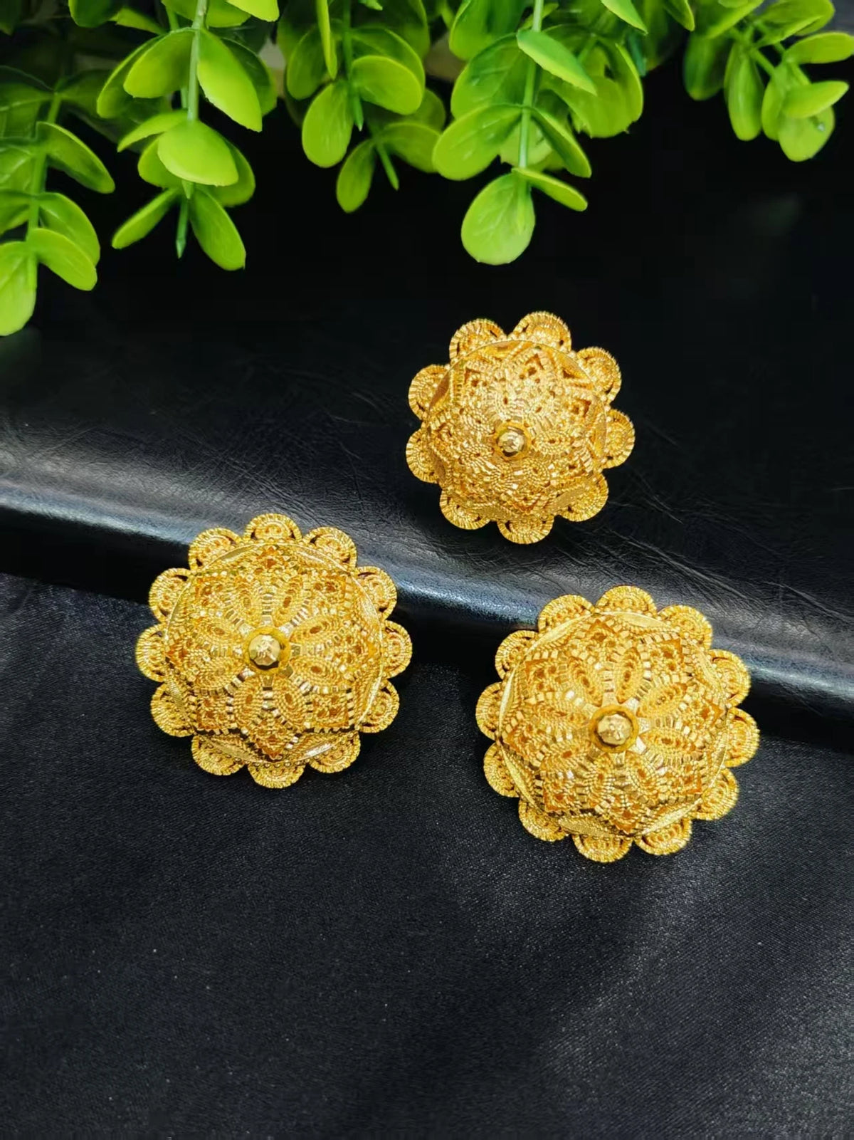 Africa India 24k Plated Gold Ethiopia Big Pendant Necklace 6PCS Jewelry Set For Woman's Wedding Engagement