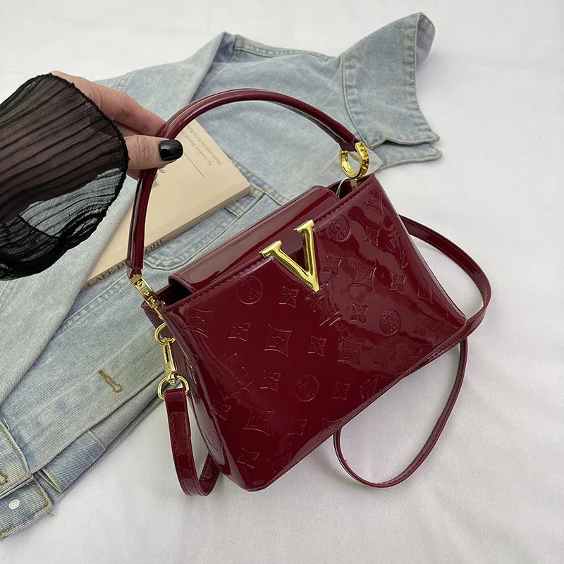 2026 New Women's High-end Bucket Bag Patent Leather Large Capacity Luxury Crossbody Handbag for Commute